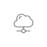 Social media concept. Vector symbol drawn with black thin line. Editable stroke. Suitable for articles, web sites etc. Line icon of cloud storage