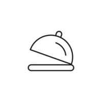 concepto de cocina, comida y cocina. colección de iconos monocromáticos de contorno moderno en estilo plano. icono de línea de cuenco con cloche vector