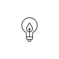 Ecology, nature, eco-friendly concept. Outline symbol drawn with black thin line. Suitable for adverts, packages, stores, web sites. Vector line icon of leaf inside of lamp