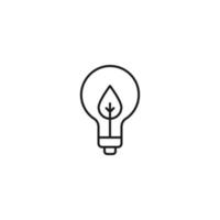 Ecology, nature, eco-friendly concept. Outline symbol drawn with black thin line. Suitable for adverts, packages, stores, web sites. Vector line icon of leaf inside of lamp