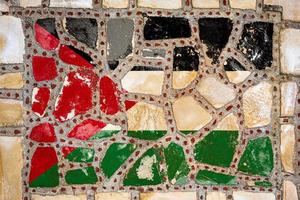 National flag of Jordan on stone  wall background. Flag  banner on  stone texture background. photo