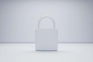 3D illustration of the white  metal padlock isolated on white  background photo