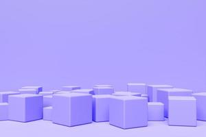 3D illustration volumetric  purple  cubes  on a geometric monophonic background. Parallelogram pattern. Technology geometry  background photo