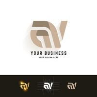 Letter aw or av monogram logo with grid method design vector