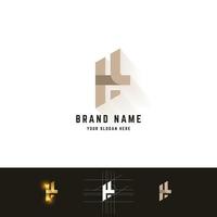 Letter H or HL monogram logo with grid method design vector