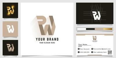 Letter W or PW monogram logo with business card design vector