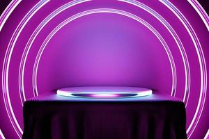 3d illustration of a  blue circle podium stand. 3d rendering. Minimalism geometry background photo