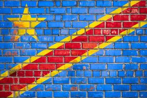 National  flag of the Democratic Republic of the Congo on a grunge brick background. photo