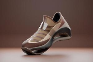 Ilustración 3d de zapatillas con estampado holográfico degradado brillante. concepto elegante de zapatillas de deporte con estilo y de moda