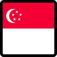 Flag of Singapore in the shape of square with contrasting contour, social media communication sign, patriotism, a button for switching the language on the site, an icon. vector
