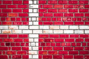 National  flag of the  Denmark on a grunge brick background. photo