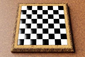 3D Illustration  Cute Wooden Chess Board on brown table. Empty chess board