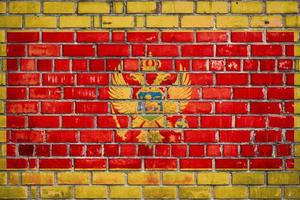 National  flag of the  Montenegro  on a grunge brick background. photo
