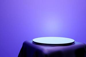 3d illustration of a  purple   podium on monocrome  background. Empty pedestal for award ceremony photo