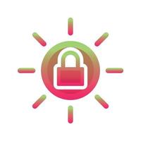 sun lock logo gradient design template icon element vector