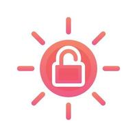 sun padlock logo gradient design template icon element vector