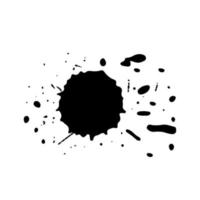 Black Ink spot and dots. Drops and splashes, blots of liquid paint. Watercolor grunge vector illustration.