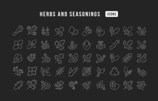 Set of linear icons of Herbs and Seasonings vector