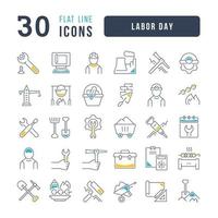 Set of linear icons of Labor Day vector