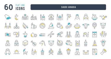 Set of linear icons of Saudi Arabia
