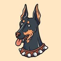 Hand drawn cute doberman illustration vector