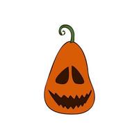 Halloween 2022 - October 31. A traditional holiday, the eve of All Saints Day, All Hallows Eve. Trick or treat. Vector illustration in hand-drawn doodle style. Pumpkin with its eyes and mouth cut out.