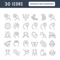 Set of linear icons of Psychology and Psychotherapy vector