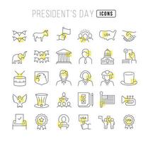 Set of linear icons of Presidents Day vector