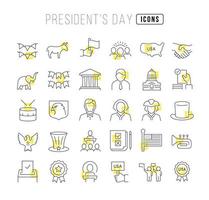 conjunto de iconos lineales del día de los presidentes vector