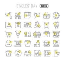 Set of linear icons of Singles Day