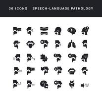 conjunto de iconos simples de la patología del habla y el lenguaje vector