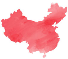 Colorful water color China map on canvas background. png