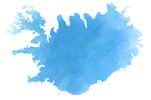 mapa colorido da Islândia em aquarela em fundo transparente. png