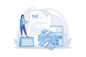 Monthly expense planning. Reminder for appointment. Payment deadline, worker with timetable, organizer schedule. Countdown to payday. Vector illustration