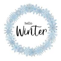 hermosa tarjeta de felicitación de temporada de invierno con texto hola invierno. plantilla de diseño festivo de invierno. cartel cuadrado vectorial. vector