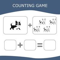 Counting Game for Preschool Children. Worksheet for preschool kids, kids activity sheet, printable worksheet vector