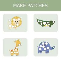 Make a patch out of paper or plasticine, a game for children, the development of fine motor skills. Worksheet for printing. Educational game for children. vector