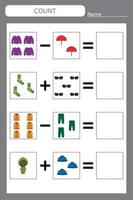 juego educativo para niños, niños. . juego de aprendizaje de matemáticas, juego de conteo. ilustración vectorial para imprimir, página vector