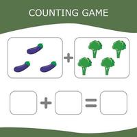 Counting Game for Preschool Children. Worksheet for preschool kids, kids activity sheet, printable worksheet vector