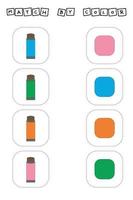 Match the tube of paint  and their colors. Appropriate game. Educational game for preschool children and toddlers