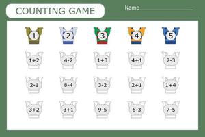 Educational game for children, kids. . Game learning math, counting game. Vector illustration for print, page