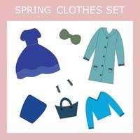 A set of clothes for a little beautiful girl in the spring vector