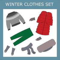 A set of clothes for a little beautiful girl for the winter vector