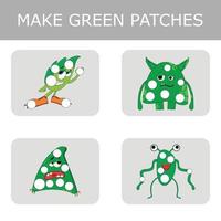 Make a patch out of paper or plasticine, a game for children, the development of fine motor skills. Worksheet for printing. Educational game for children. vector