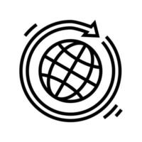 ilustración de vector de icono de línea de economía circular en todo el mundo