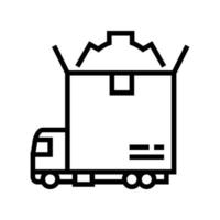 Ilustración de vector de icono de línea de carga de transporte de productos