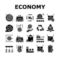 Circular And Linear Economy Model Icons Set Vector