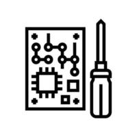 microchip hacer geek línea icono vector ilustración