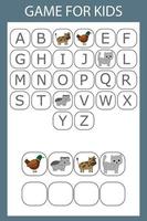 Alphabetical logic for preschoolers. Collect the word by solving the riddle vector