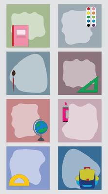 School objects,office supplies,tools,accessories set on  colorful background.